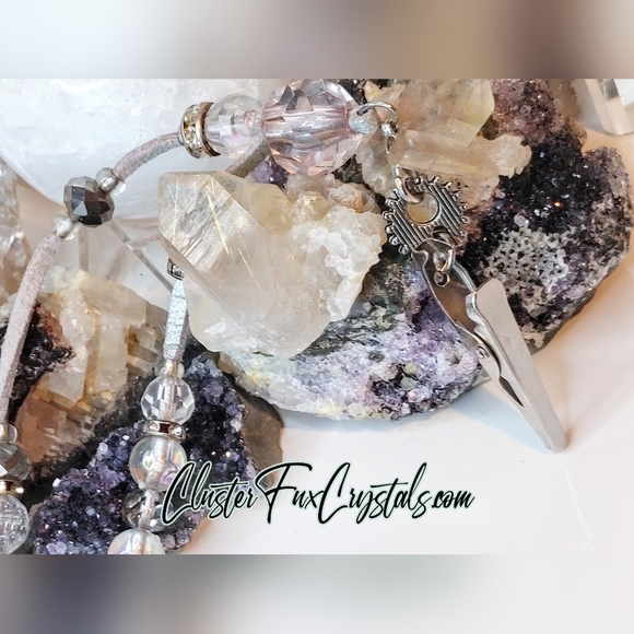 Handmade Beaded Druzy Quartz Crystal Accessory Clip - Picture 7 of 9